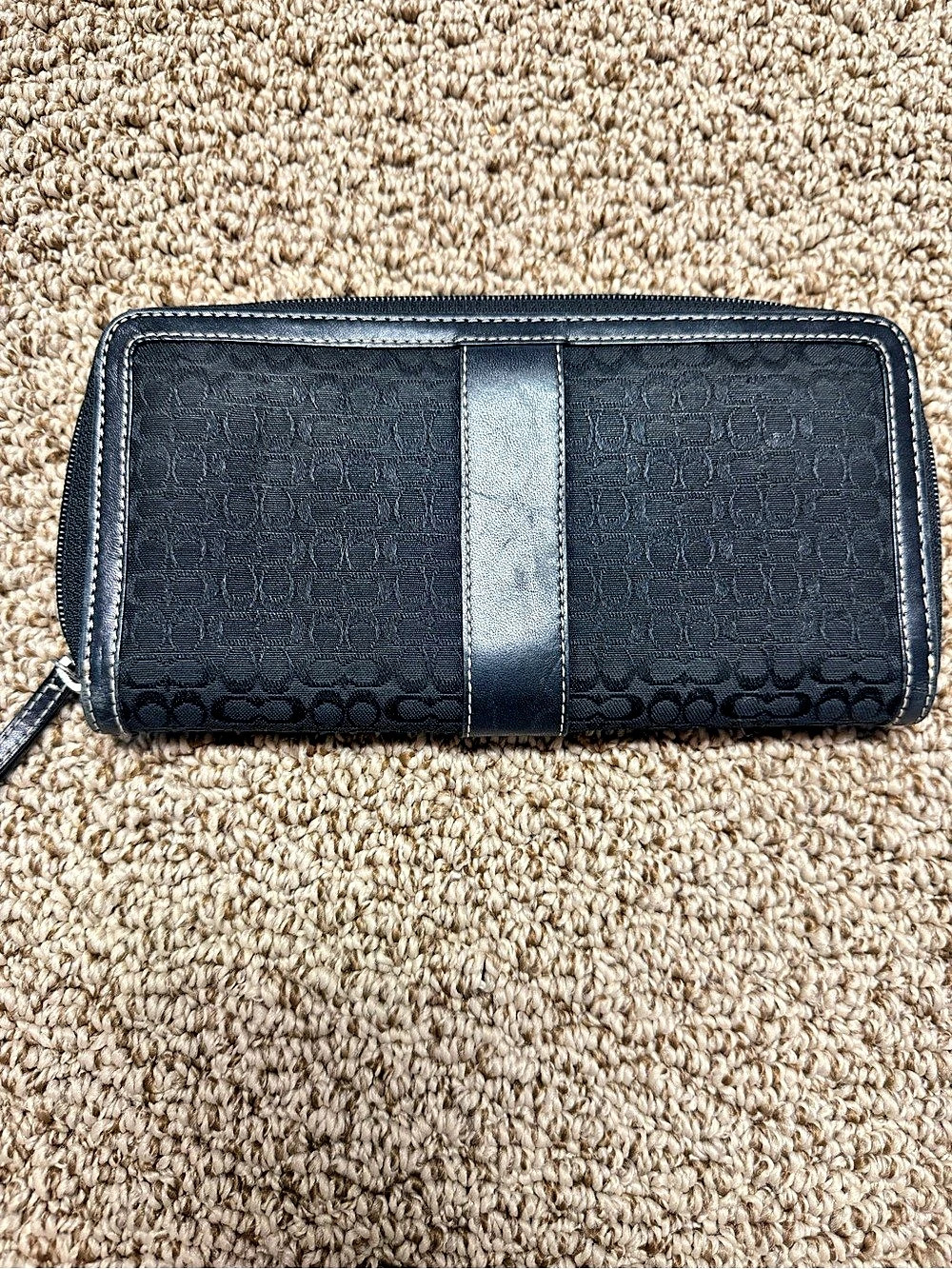 Coach Signature Jacquard Accordion Zip Wallet Black